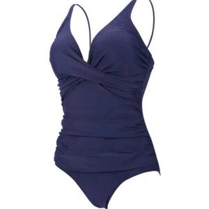 Women’s Navy Ruched One-Piece Swimsuit